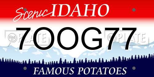 7OOG77 Idaho License Plate