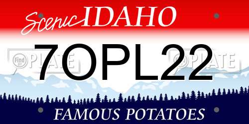 7OPL22 Idaho License Plate