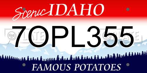 7OPL355 Idaho License Plate