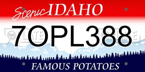 7OPL388 Idaho License Plate