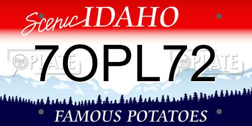 7OPL72 Idaho License Plate