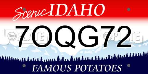 7OQG72 Idaho License Plate