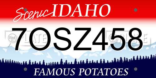 7OSZ458 Idaho License Plate