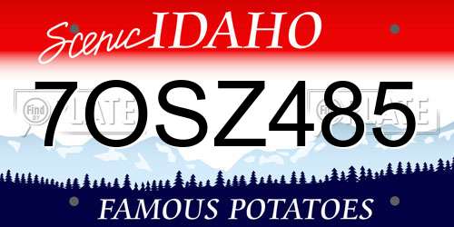 7OSZ485 Idaho License Plate