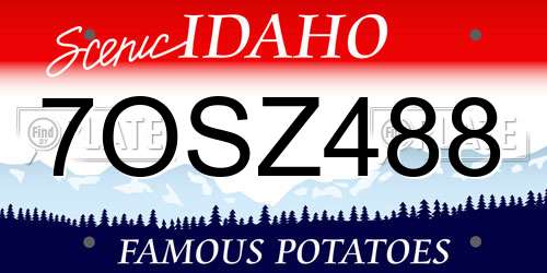 7OSZ488 Idaho License Plate