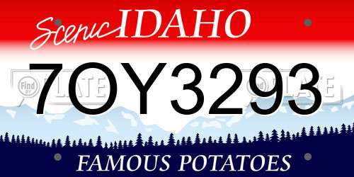 7OY3293 Idaho License Plate