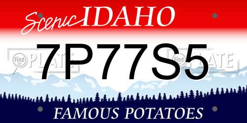7P77S5 Idaho License Plate