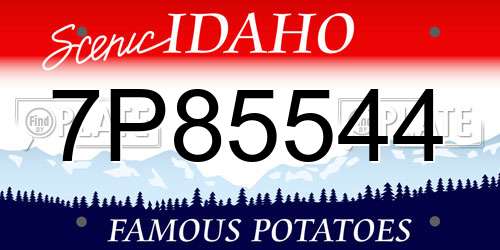 7P85544 Idaho License Plate