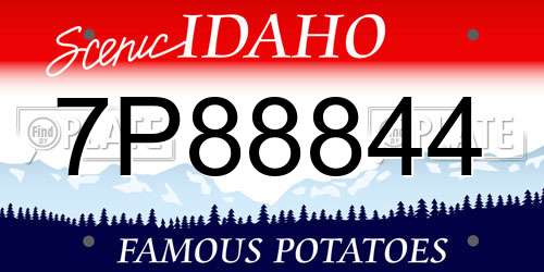 7P88844 Idaho License Plate