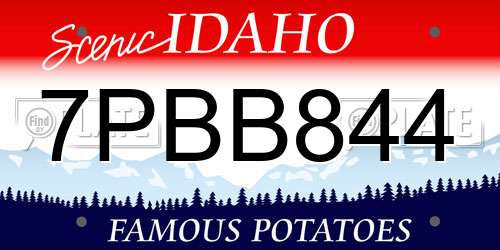 7PBB844 Idaho License Plate