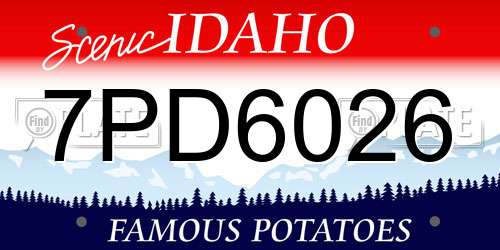 7PD6026 Idaho License Plate