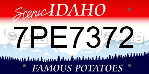 7PE7372 Idaho License Plate
