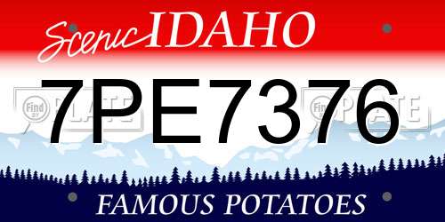 7PE7376 Idaho License Plate