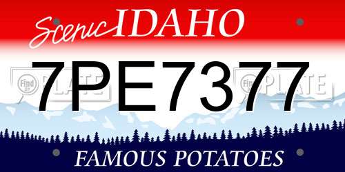 7PE7377 Idaho License Plate