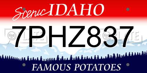 7PHZ837 Idaho License Plate