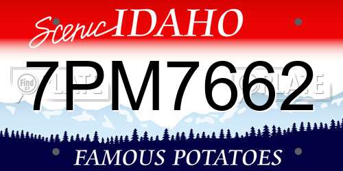 7PM7662 Idaho License Plate