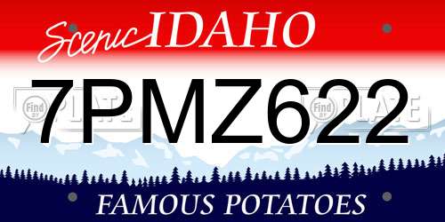 7PMZ622 Idaho License Plate