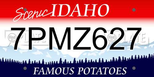 7PMZ627 Idaho License Plate