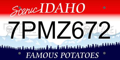 7PMZ672 Idaho License Plate