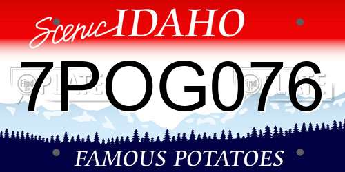 7POG076 Idaho License Plate