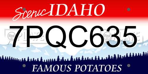 7PQC635 Idaho License Plate