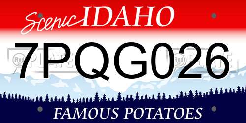 7PQG026 Idaho License Plate