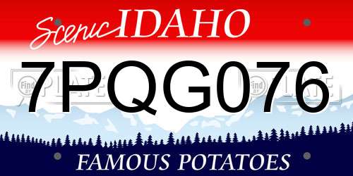 7PQG076 Idaho License Plate