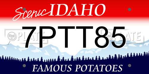 7PTT85 Idaho License Plate