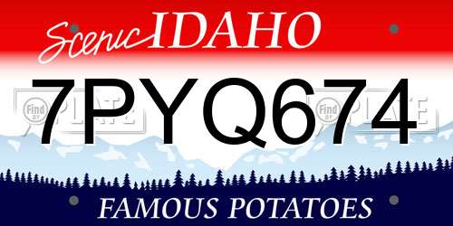 7PYQ674 Idaho License Plate