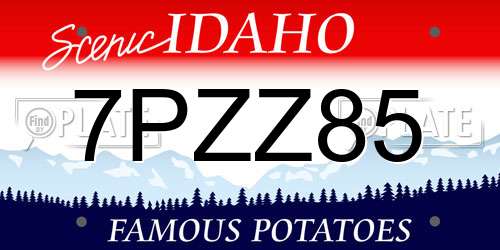7PZZ85 Idaho License Plate