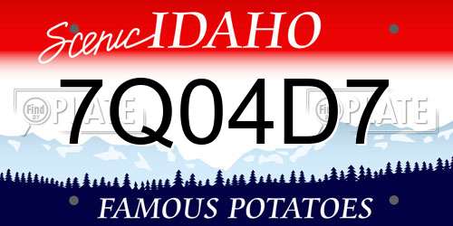 7Q04D7 Idaho License Plate