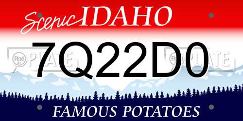 7Q22D0 Idaho License Plate