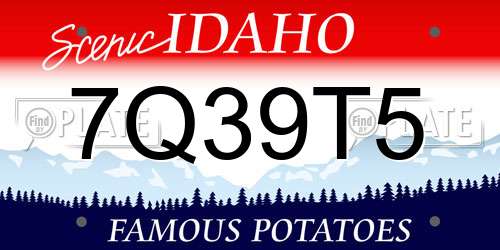7Q39T5 Idaho License Plate