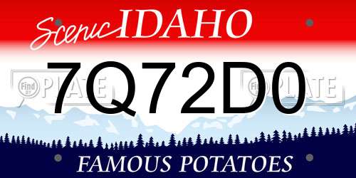 7Q72D0 Idaho License Plate