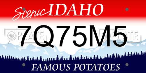 7Q75M5 Idaho License Plate