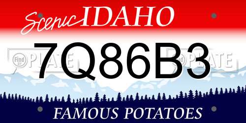7Q86B3 Idaho License Plate