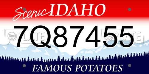 7Q87455 Idaho License Plate
