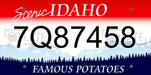 7Q87458 Idaho License Plate