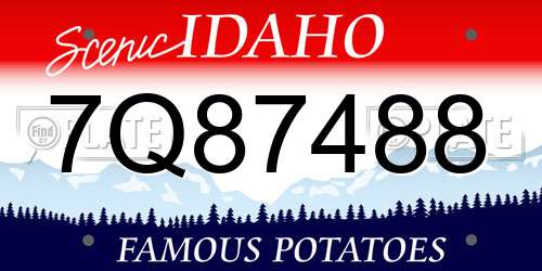 7Q87488 Idaho License Plate