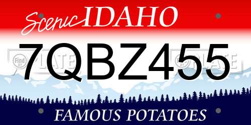 7QBZ455 Idaho License Plate