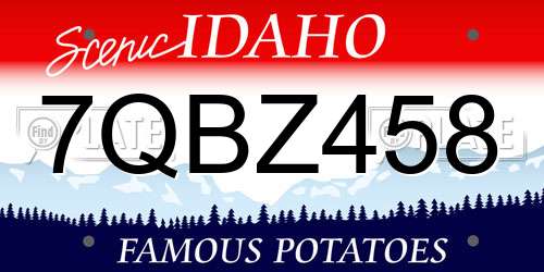 7QBZ458 Idaho License Plate
