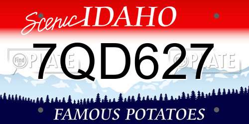 7QD627 Idaho License Plate