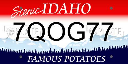 7QOG77 Idaho License Plate