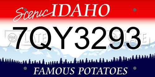 7QY3293 Idaho License Plate