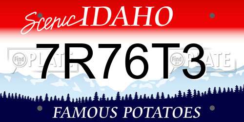7R76T3 Idaho License Plate