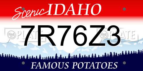7R76Z3 Idaho License Plate