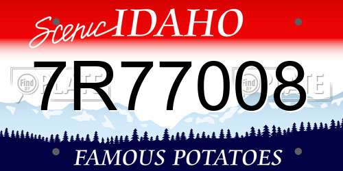 7R77008 Idaho License Plate