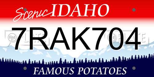 7RAK704 Idaho License Plate