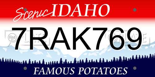 7RAK769 Idaho License Plate