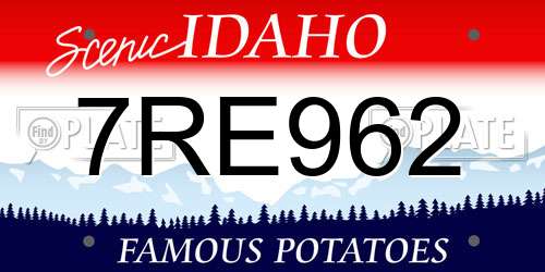 7RE962 Idaho License Plate